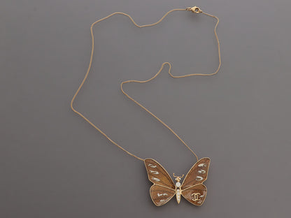 Chanel Mauve Butterfly Pendant Necklace