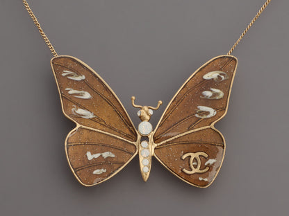 Chanel Mauve Butterfly Pendant Necklace
