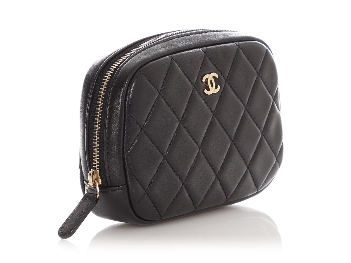 Chanel Small Black Lambskin Curvy Cosmetic Case