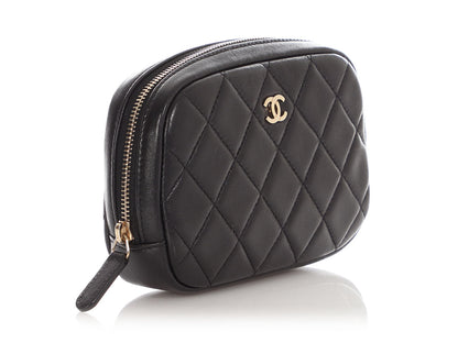 Chanel Small Black Lambskin Curvy Cosmetic Case