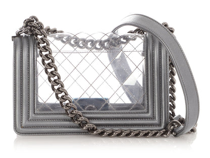 Chanel Small Silver PVC Boy Bag