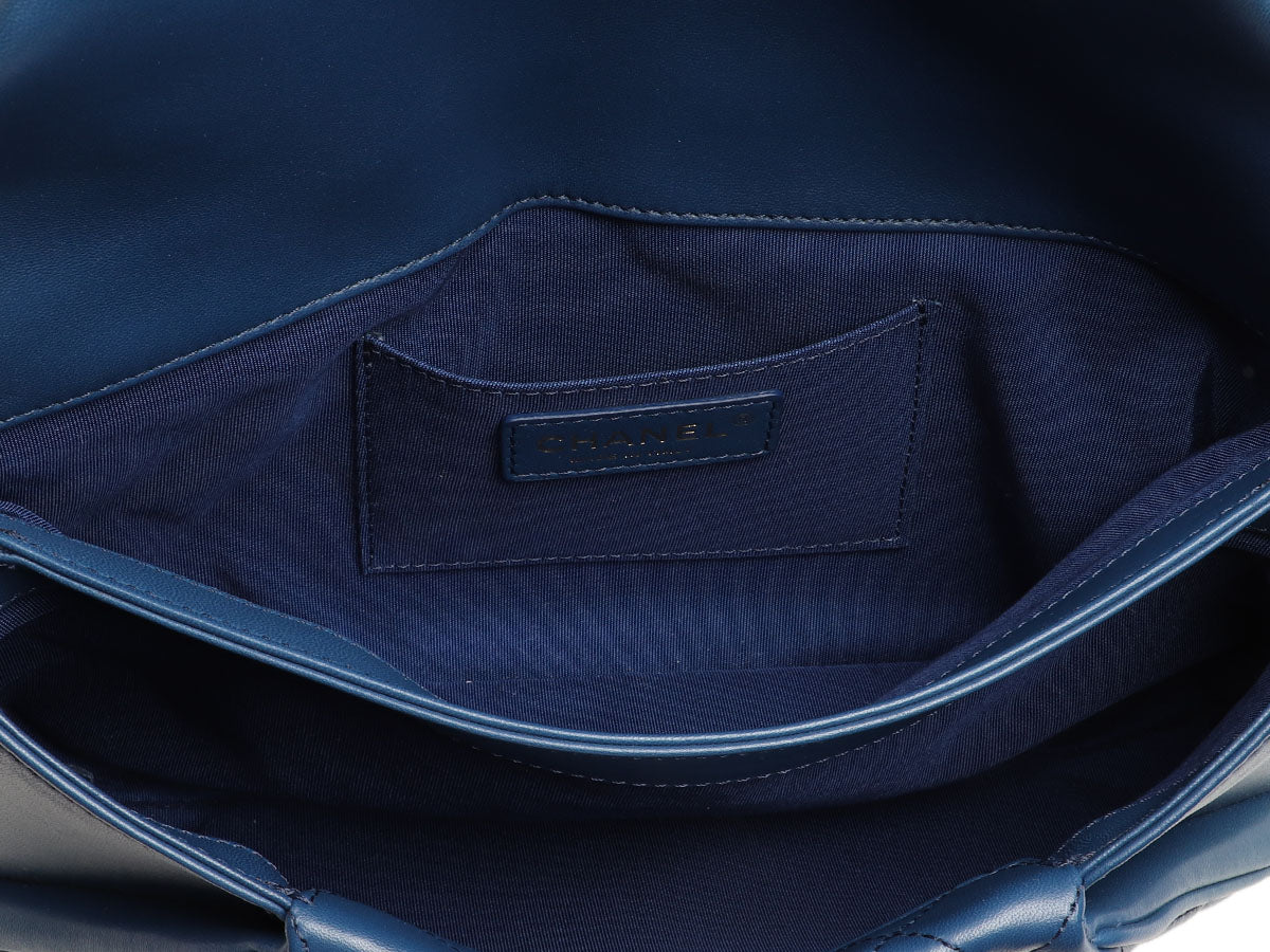 Chanel Blue Quilted Lambskin Fold Up Again Clutch