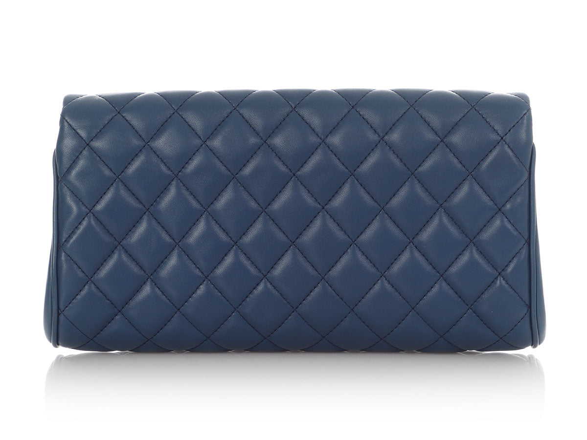 Chanel Blue Quilted Lambskin Fold Up Again Clutch