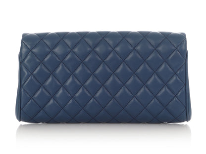 Chanel Blue Quilted Lambskin Fold Up Again Clutch