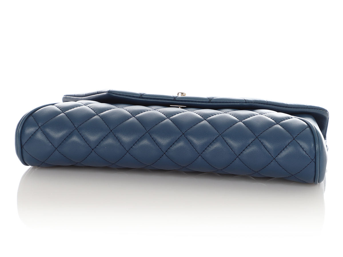 Chanel Blue Quilted Lambskin Fold Up Again Clutch
