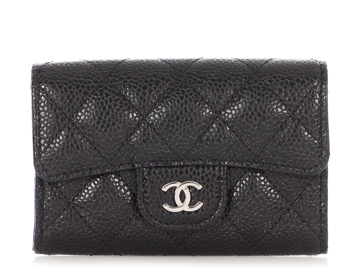 Chanel Black Quilted Caviar Classic Card Holder