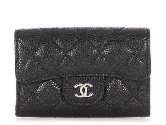Chanel Black Quilted Caviar Classic Card Holder