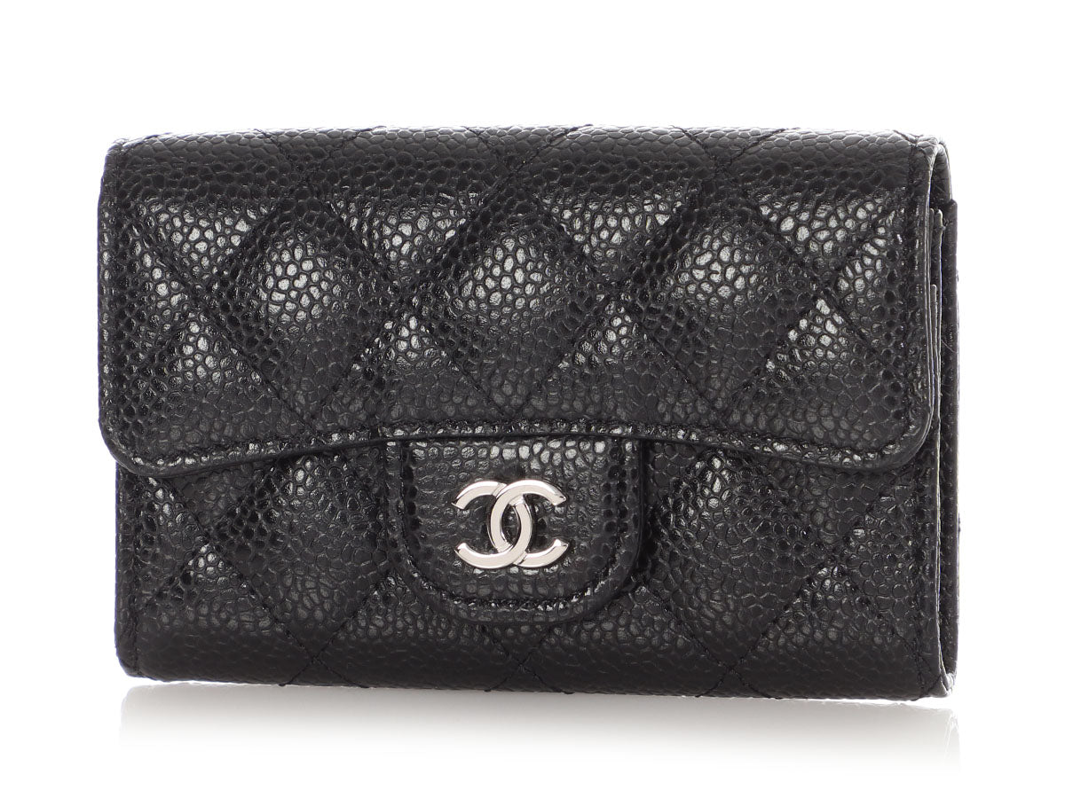 Chanel Black Quilted Caviar Classic Card Holder