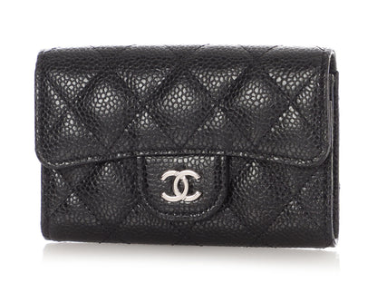 Chanel Black Quilted Caviar Classic Card Holder