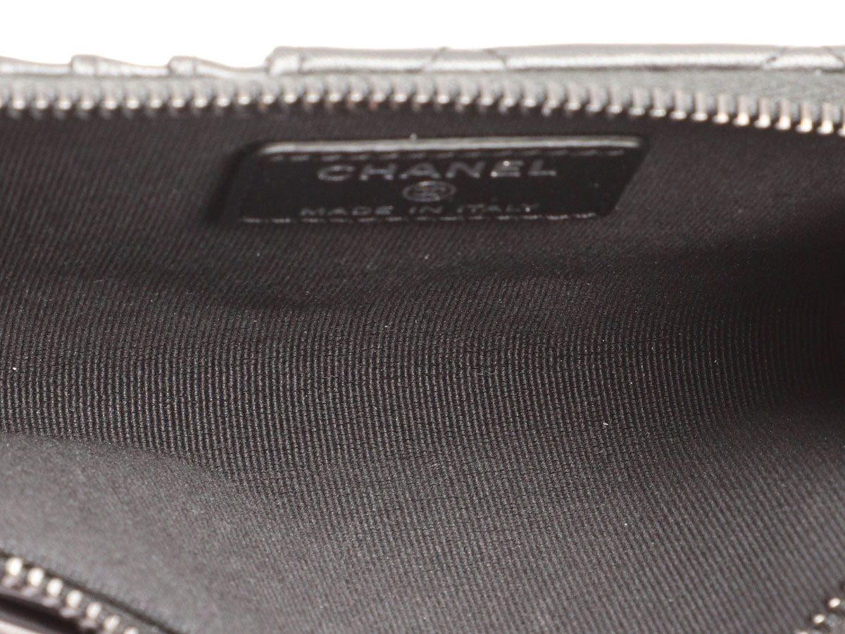 Chanel Black Quilted Lambskin Zip Around Card Holder