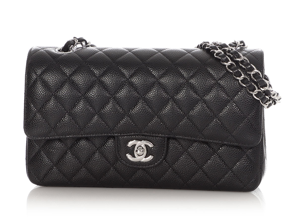 Chanel Medium/Large Black Quilted Caviar Classic Double Flap