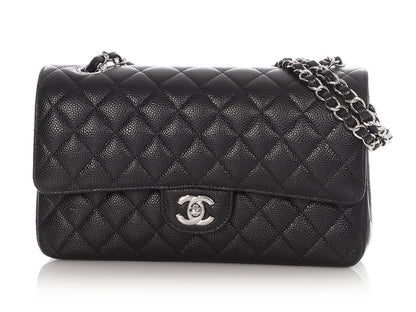 Chanel Medium/Large Black Quilted Caviar Classic Double Flap