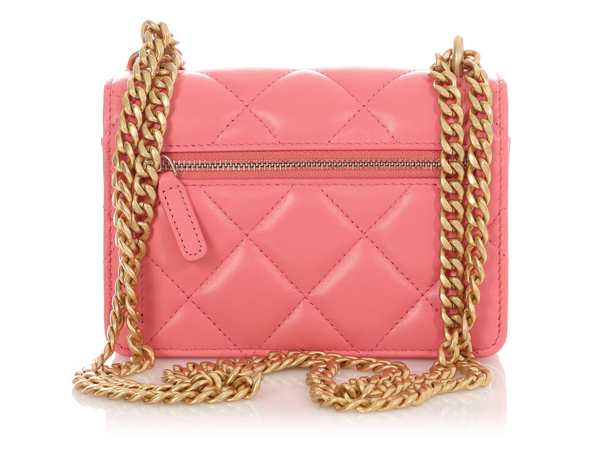 Chanel Pink Quilted Lambskin Pending CC Wallet on Chain WOC