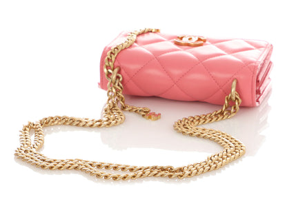 Chanel Pink Quilted Lambskin Pending CC Wallet on Chain WOC