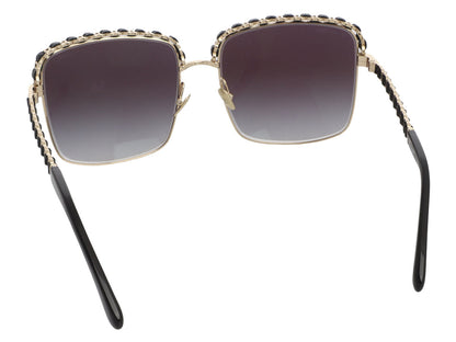 Chanel Gold and Leather CC Sunglasses