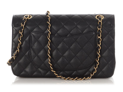 Chanel Medium/Large Black Quilted Caviar Classic Double Flap