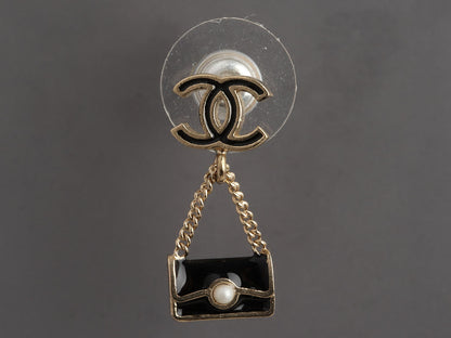 Chanel Tiny Handbag Drop Pierced Earrings
