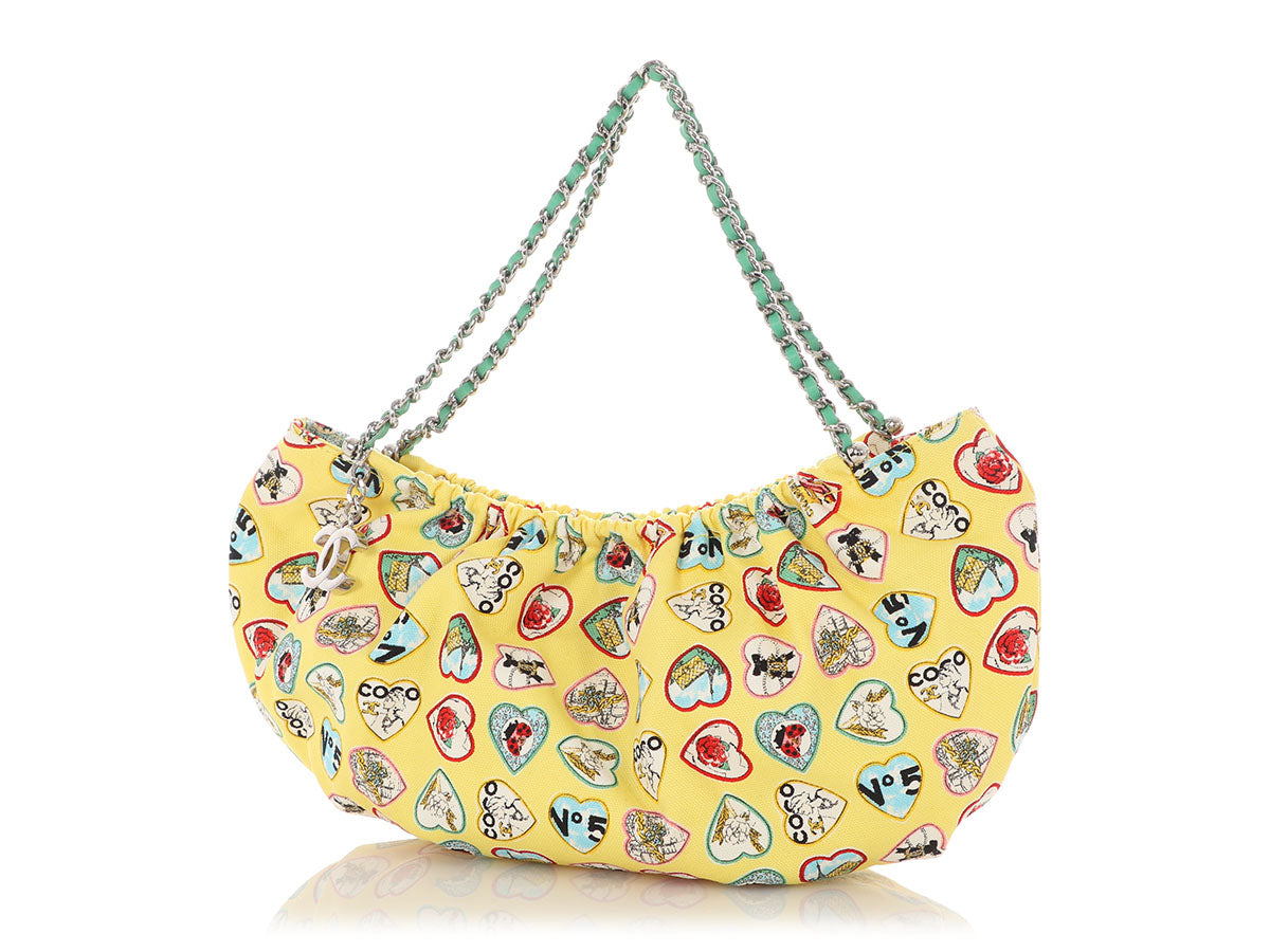 Chanel Yellow Canvas Coco Hearts Bag