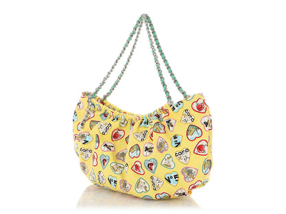 Chanel Yellow Canvas Coco Hearts Bag