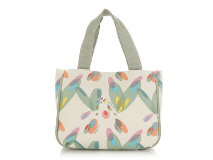 Chanel Light Green Lambskin and Multicolor Canvas Tote