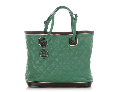 Chanel Green Soft Quilted Lambskin Country Club Tote