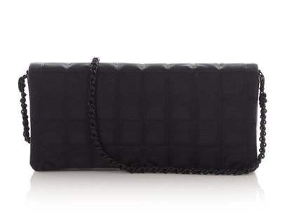 Chanel Black Quilted Nylon East/West Travel Ligne Flap