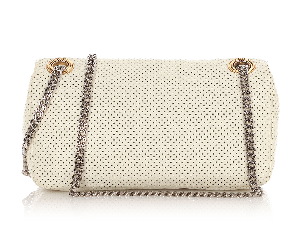 Chanel White Perforated Leather Drill Reissue Flap