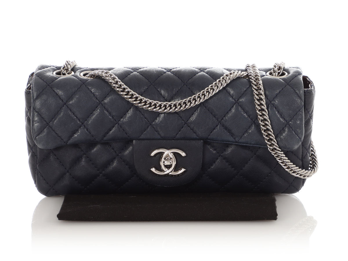 Chanel Navy Quilted Puffy Calfskin Flap