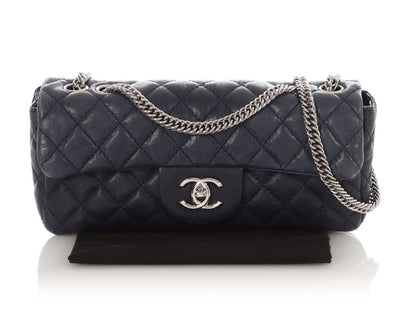 Chanel Navy Quilted Puffy Calfskin Flap