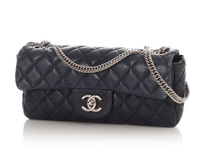 Chanel Navy Quilted Puffy Calfskin Flap