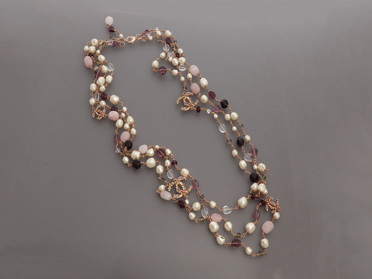 Chanel Layered Long Logo Necklace