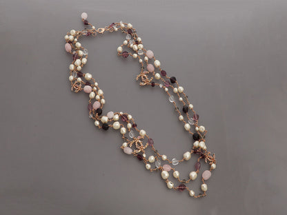Chanel Layered Long Logo Necklace
