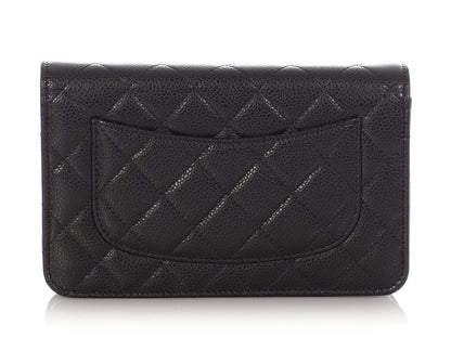 Chanel Black Quilted Caviar Wallet On Chain WOC