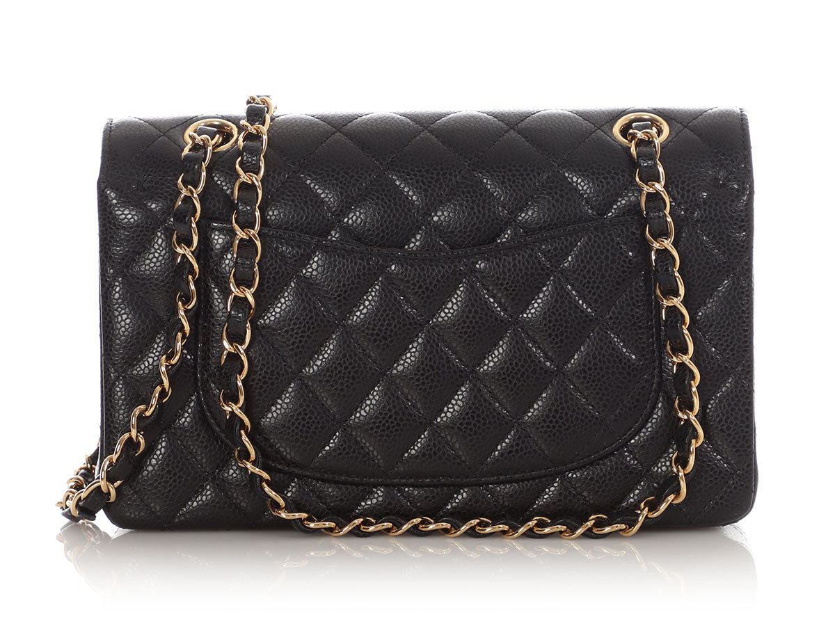 Chanel Small Black Quilted Caviar Classic Double Flap