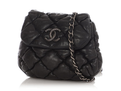Chanel Mini Black Bubble Quilt Lambskin Paris-Moscow Crossbody