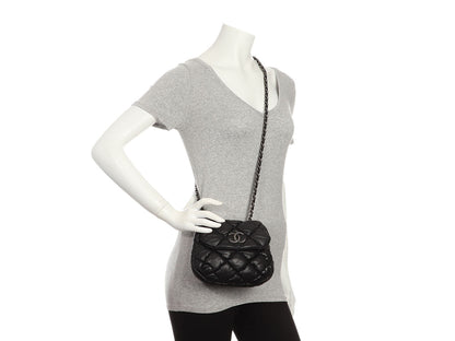 Chanel Mini Black Bubble Quilt Lambskin Paris-Moscow Crossbody