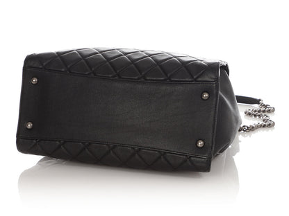 Chanel Large Black Quilted Soft Caviar CC Accordion Bucket Bag