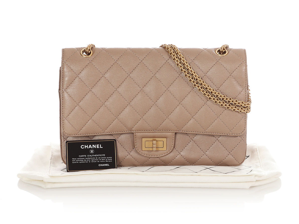 Chanel Metallic Dark Gold Quilted Aged Calfskin 2.55 Reissue 227