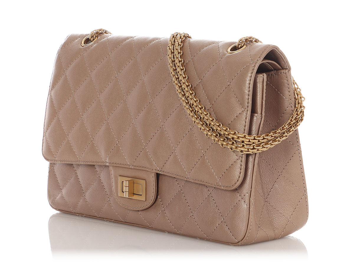 Chanel Metallic Dark Gold Quilted Aged Calfskin 2.55 Reissue 227