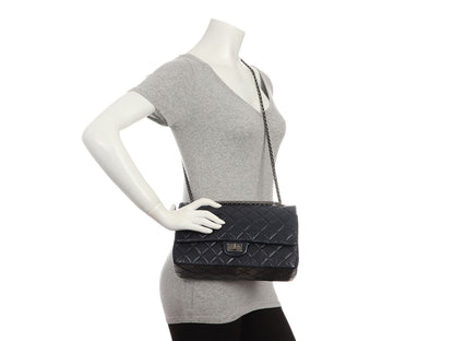 Chanel Navy Quilted Aged Calfskin 2.55 Reissue 226
