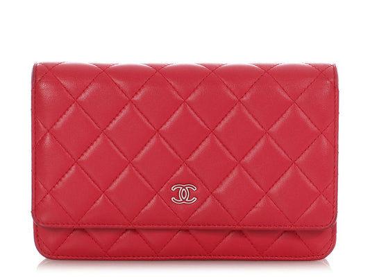 Chanel Raspberry Lambskin Wallet on Chain WOC