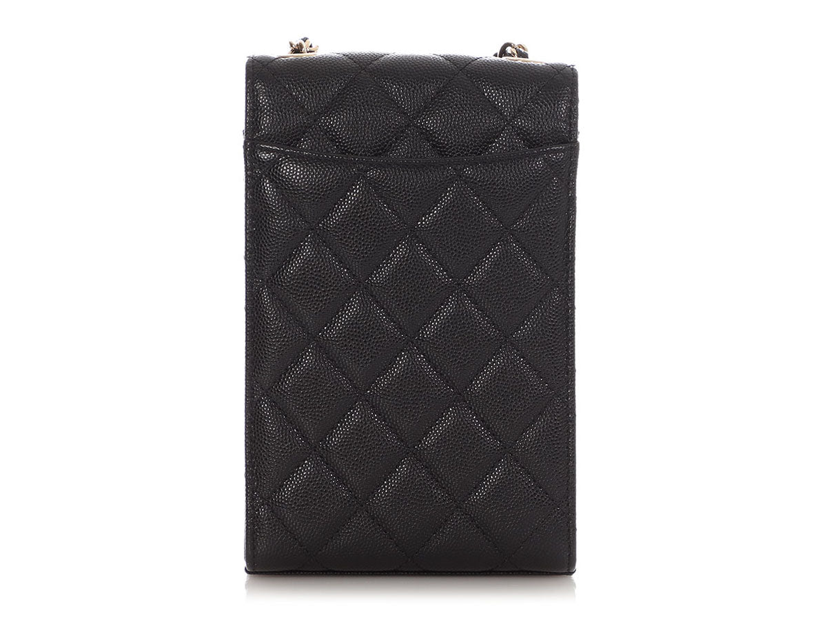 Chanel Black Quilted Caviar Classic Crossbody Phone Case