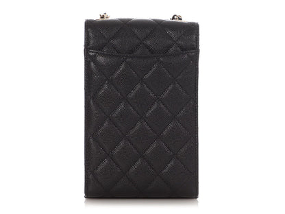 Chanel Black Quilted Caviar Classic Crossbody Phone Case