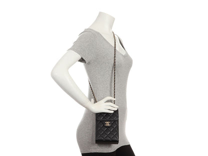 Chanel Black Quilted Caviar Classic Crossbody Phone Case