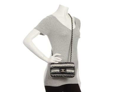Chanel Mini Black and White Tweed Classic