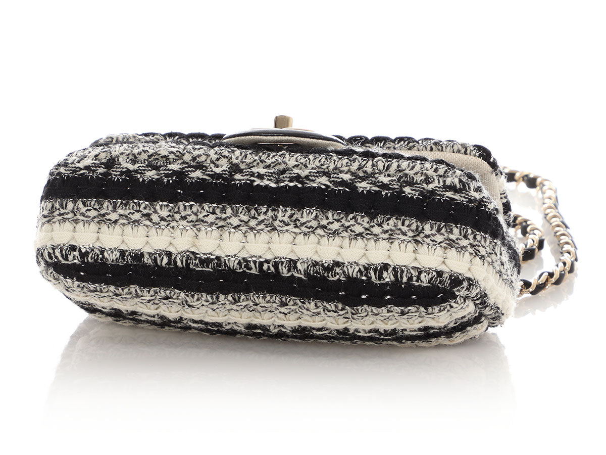 Chanel Mini Black and White Tweed Classic