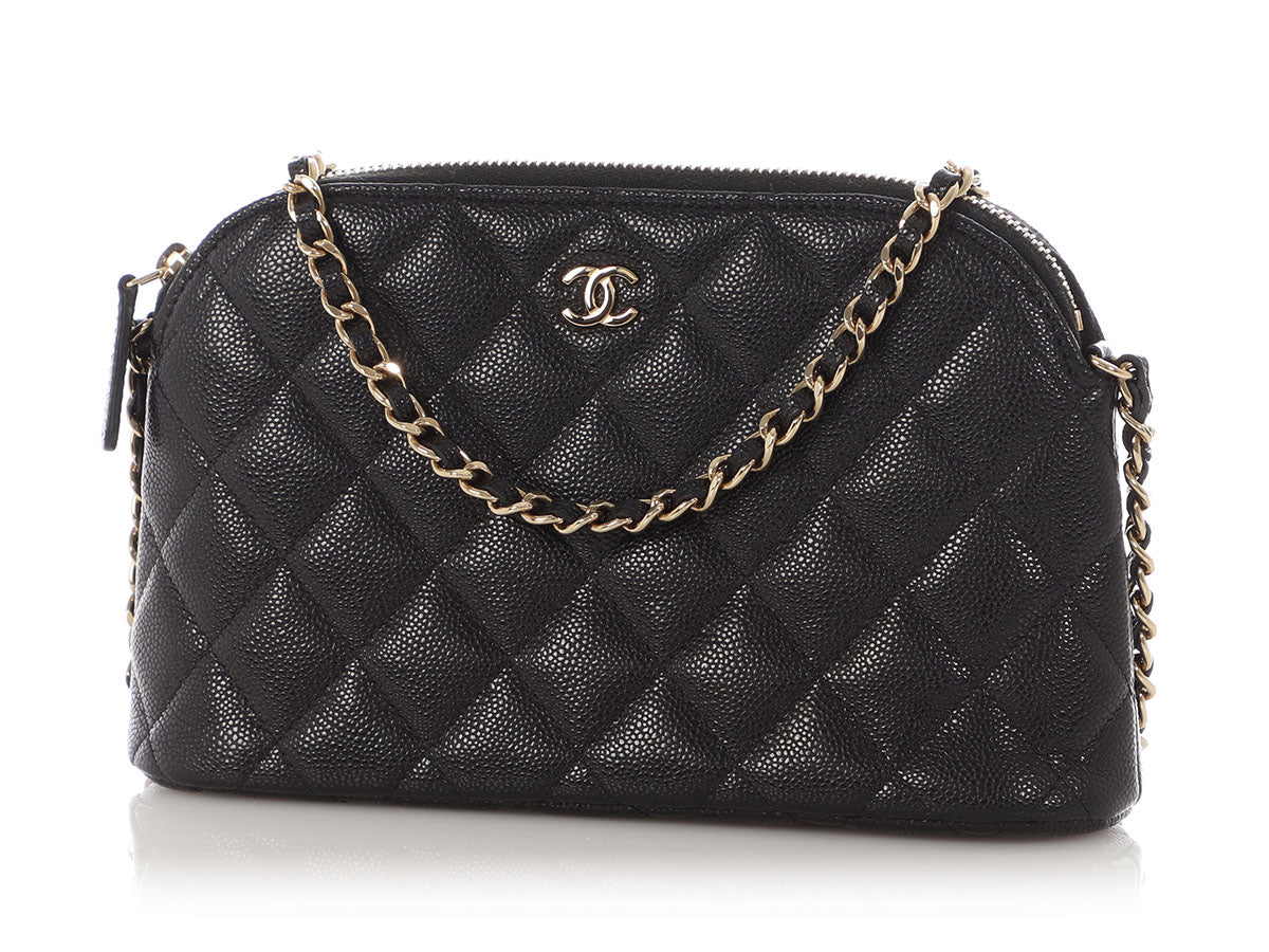 Chanel Small Black Quilted Caviar Crossbody Pouch