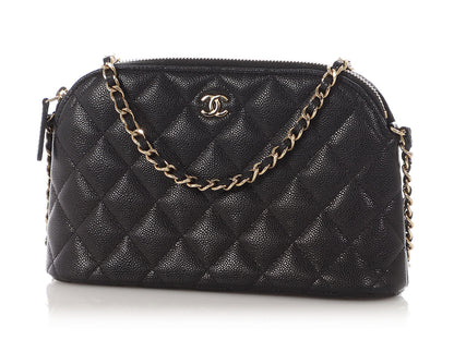Chanel Small Black Quilted Caviar Crossbody Pouch