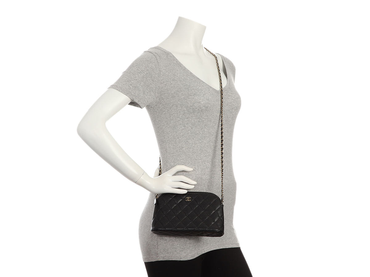 Chanel Small Black Quilted Caviar Crossbody Pouch