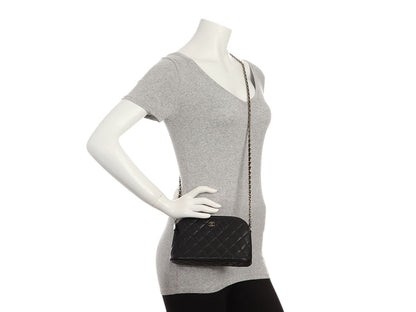 Chanel Small Black Quilted Caviar Crossbody Pouch